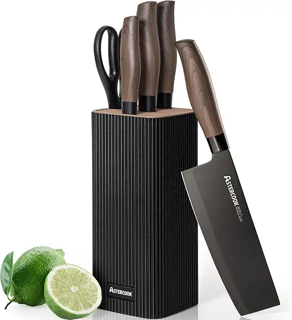 6-Piece High-Carbon Stainless Steel Knife Set with Block